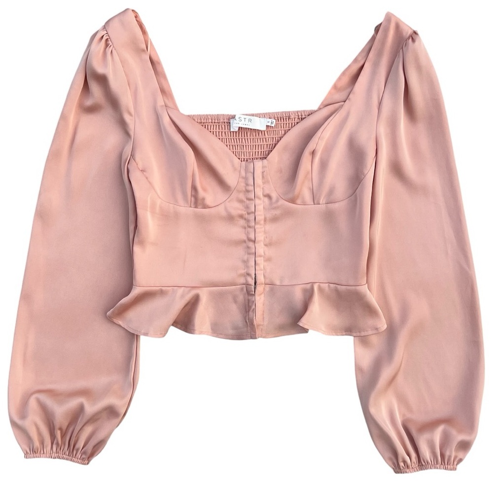 ASTR The Label - Satin Peplum Top - Women’s Size S - Picture 3 of 14